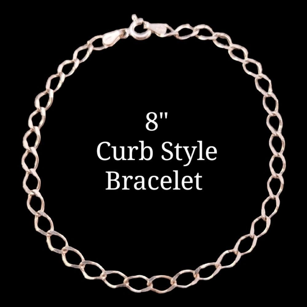 Sterling Italy Curb Link Charm Chain Bracelet